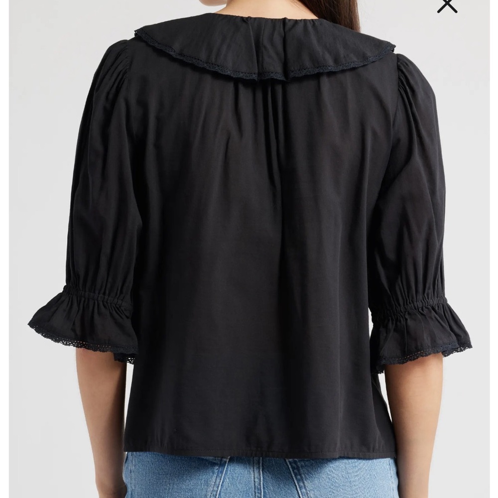 Madewell Black Ruffled Blouse - Picture 2 of 7